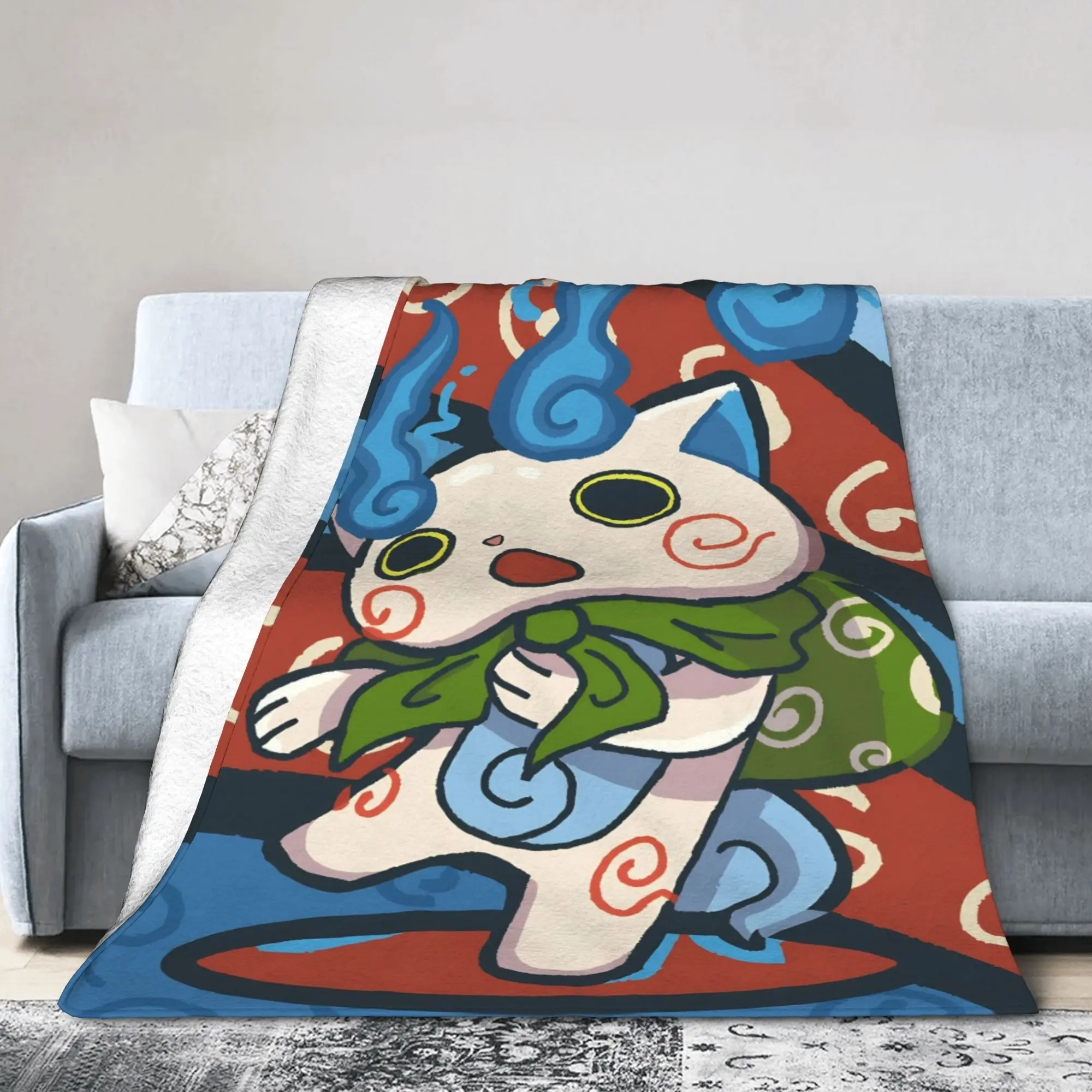 Yokai Watch Game Fleece Throw Blanket Komasan Blankets for Bedding Office Warm Bedding Throws