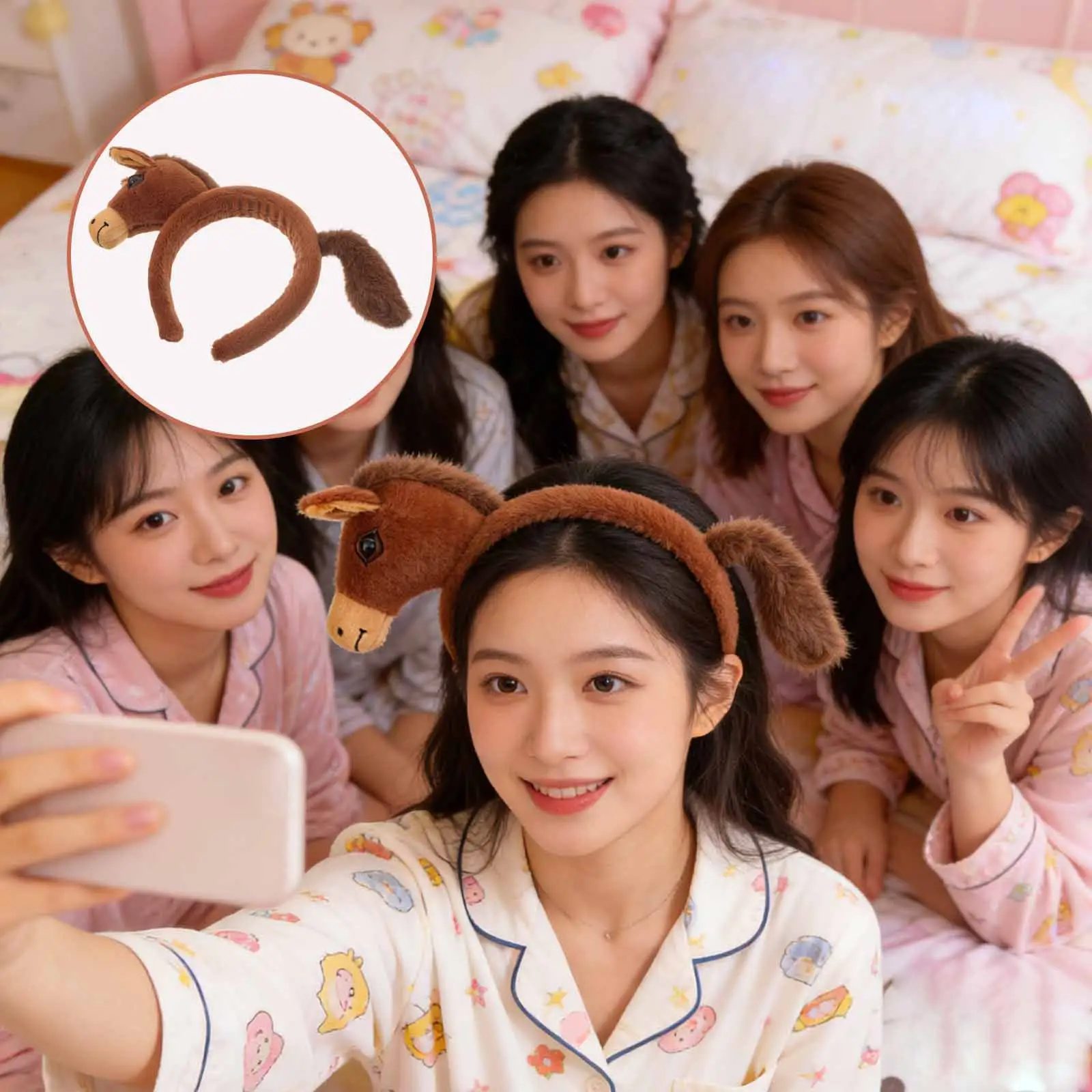 

Year of Horse Headband 2026 Soft Brown Animal Hair Hoop for New Year Eve Celebration Festival Costume and Dress Up Fun