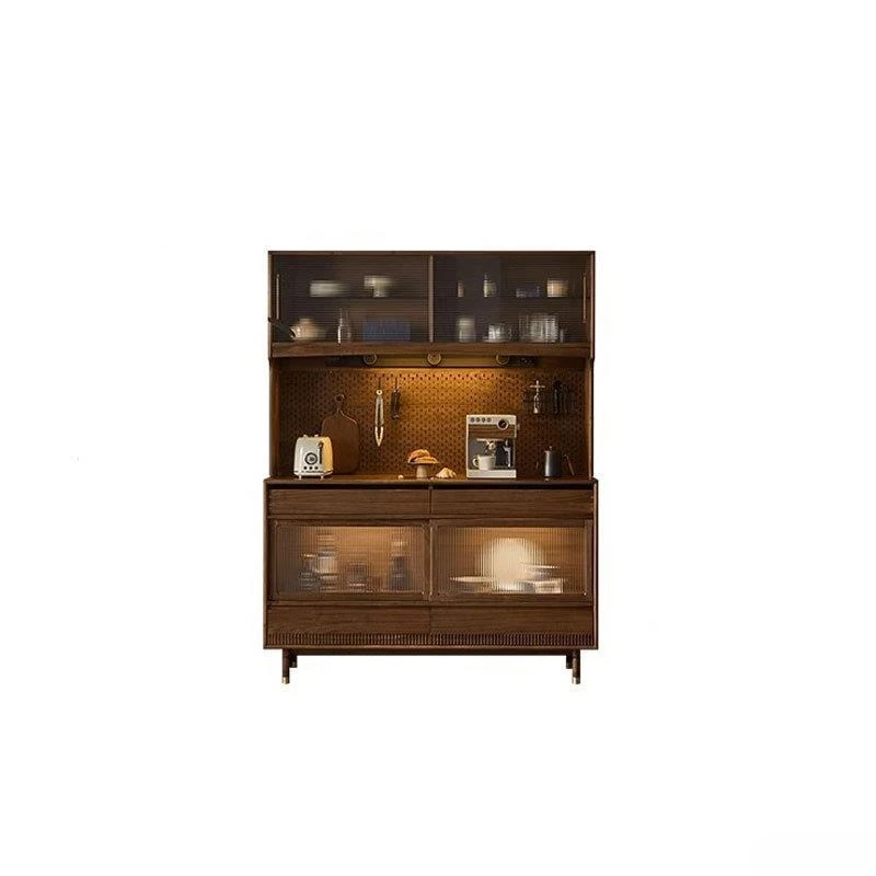 Nordic solid wood black walnut dining side cabinet modern simple home against the wall multi-functional storage tea