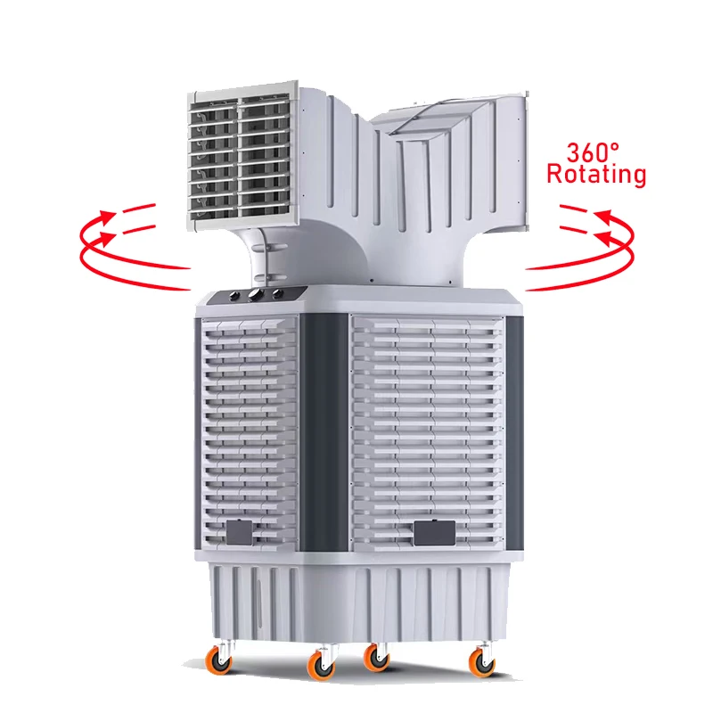 Industrial Evaporative Air Cooler Portable Swamp Cooling System 360 Degree Rotation High Airflow For Factory Workshop Cooling