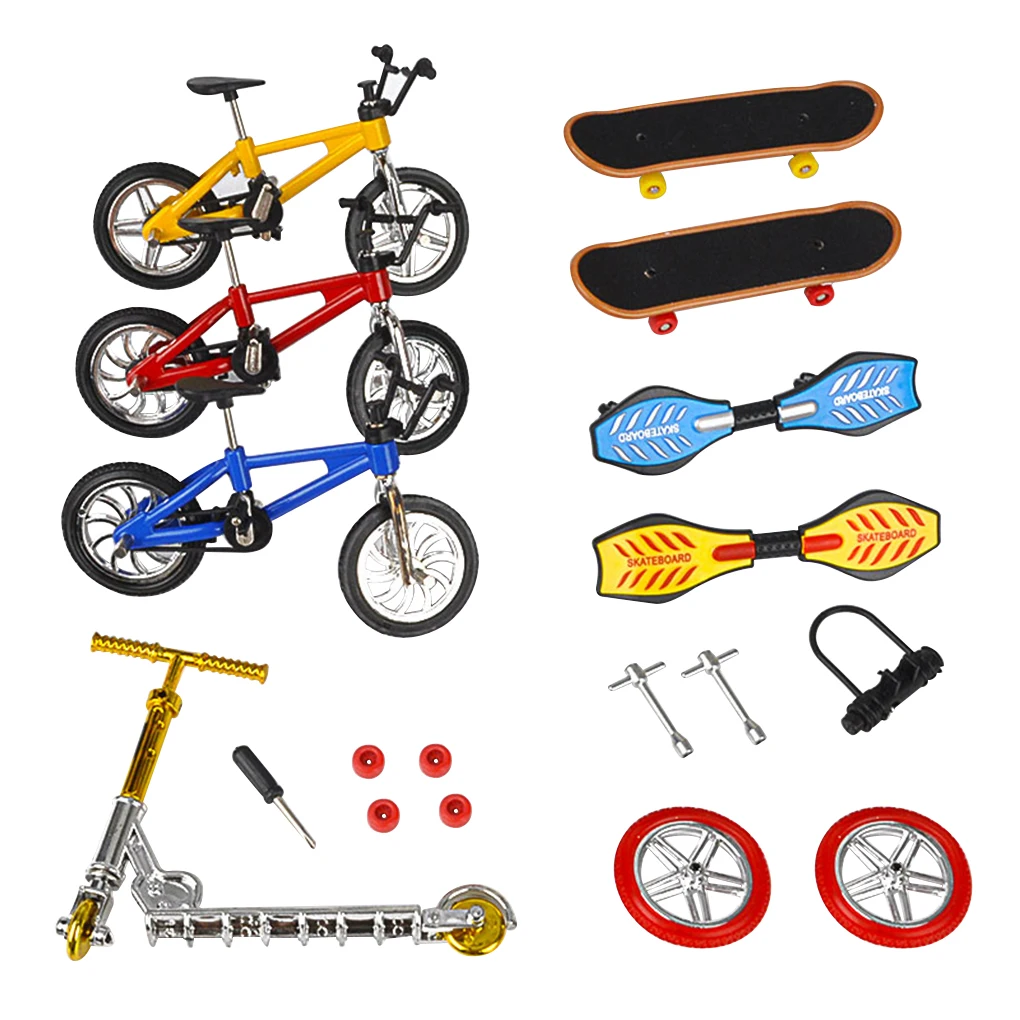 Kids Mini Fingerboard Bike Toys Set Finger Skateboard Scooter  Bmx Bike Toy For Children Skate Boards Scooter Miniature Bicycle