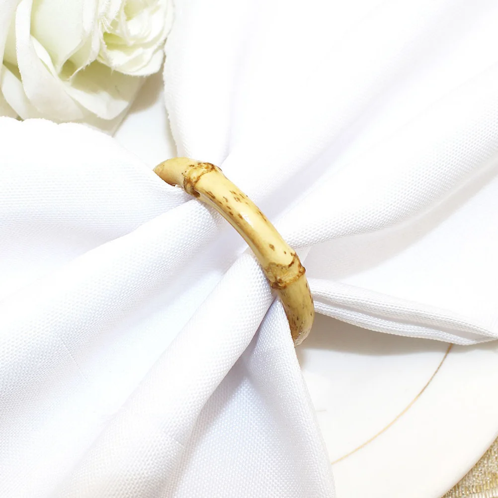 

4Pcs Bamboo Napkin Rings Rustic Farmhouse Style Decorative Table Napkin Buckles Wedding Party Dining Decor Dining Table Decor