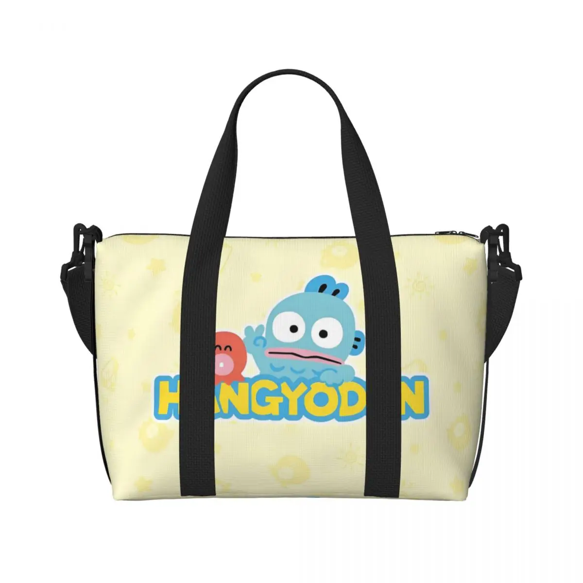 

Custom Large Kawaii Hangyodon Tote Bag Women Classical Printing Animal Shopping Shoulder Beach Gym Travel Bag