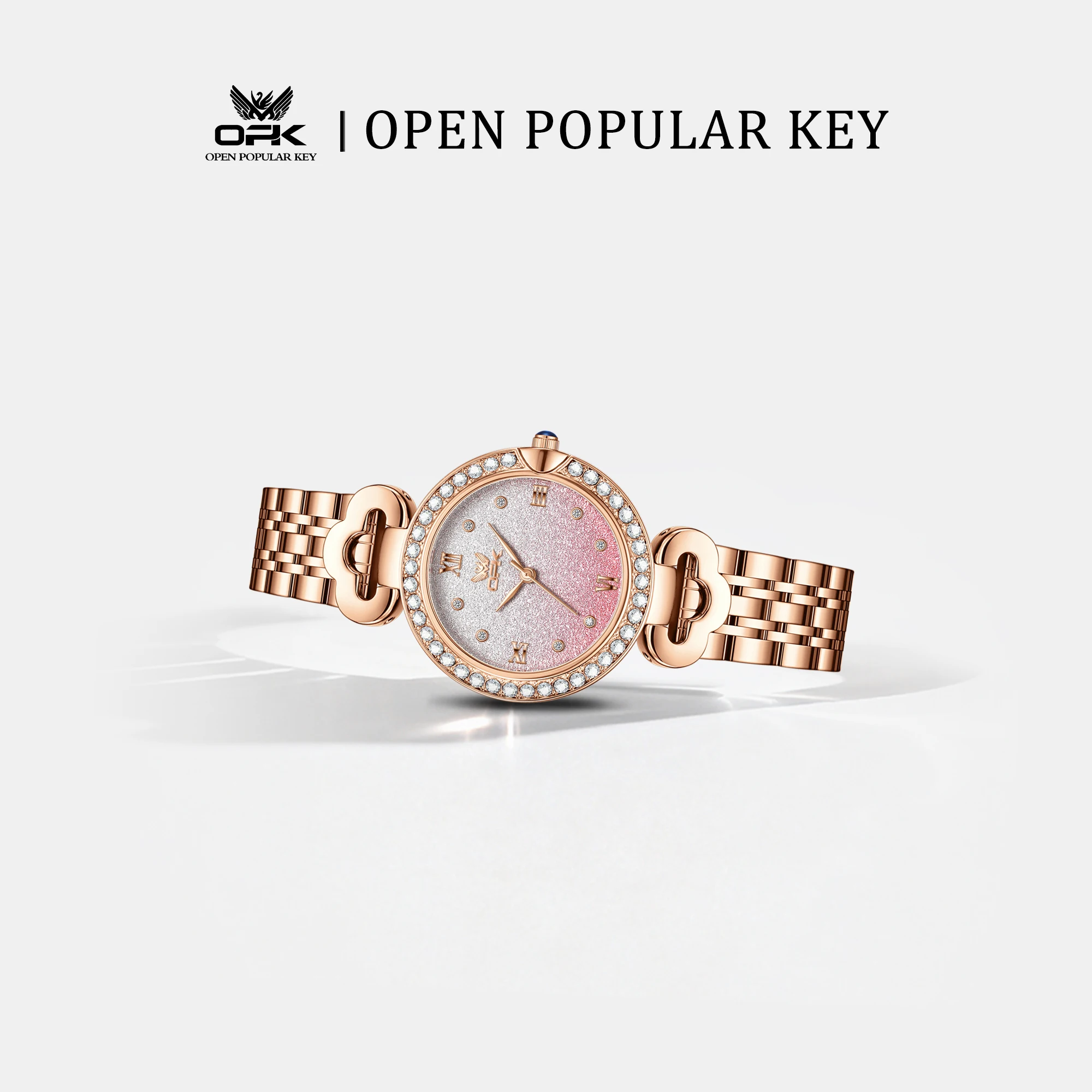 OPK 6094 Elegance Original Quartz Movement Watch For Women Round Dial Steel Strap 30m Waterproof Gradient Brand Watch For Women