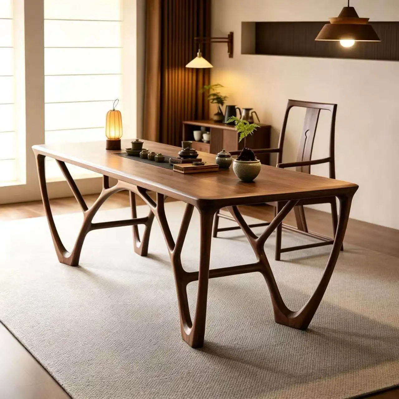 LMM New Chinese Simple Tea Table Song's Aesthetic Arch Bridge Tea Table Solid Wood Tea Table Furniture