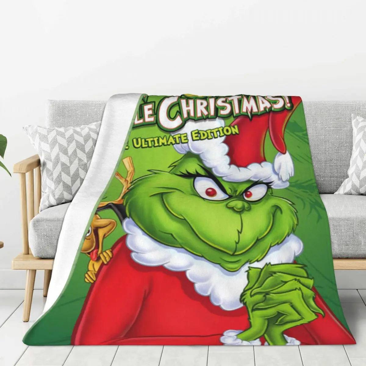 3D G-Grinch Blanket Christmas gift flannel blanket, warm, skin-friendly, suitable for office, home, travel, camping