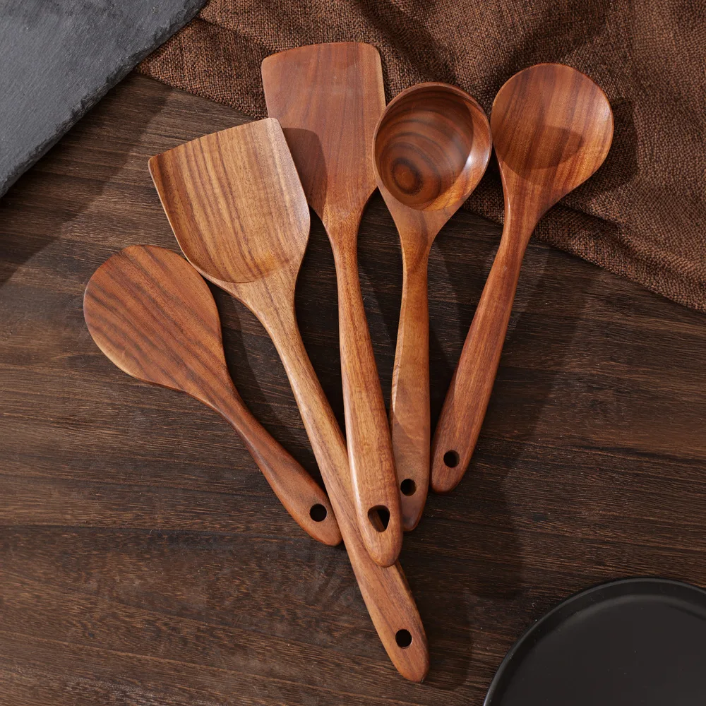 

Non-Sti Pan Spatula Wooden Kitchen Utensil for Stir-Frng Salad Fork Drain Spoon Soup Spoon Chinese Dining Utensils