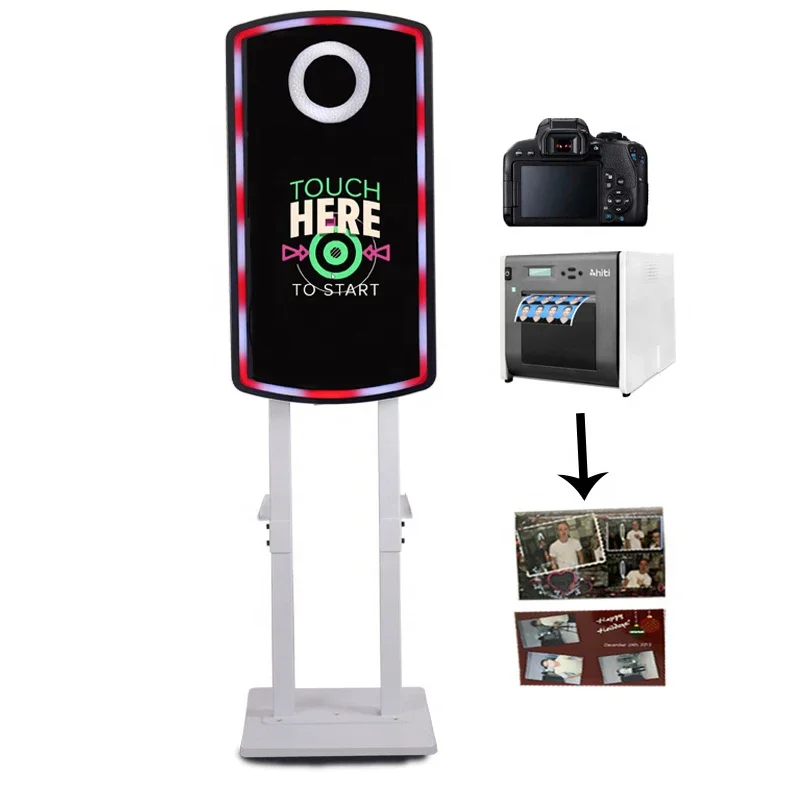 Wedding Digital Dslr Machine Equipment Magic Mirror Photo Booth Led Frame Kiosk With Printer And Camera