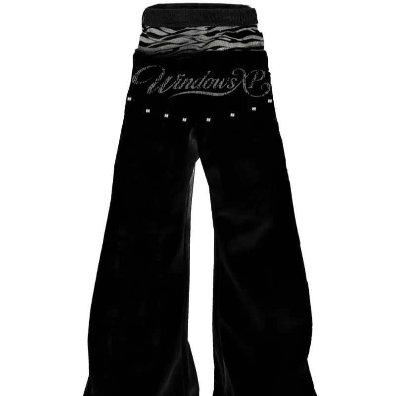 2026 New Korean Retro Color Blocked Loose Casual Pants Dark Gothic Street Punk Rock Fashion Ins Personalized Letter Print Woman