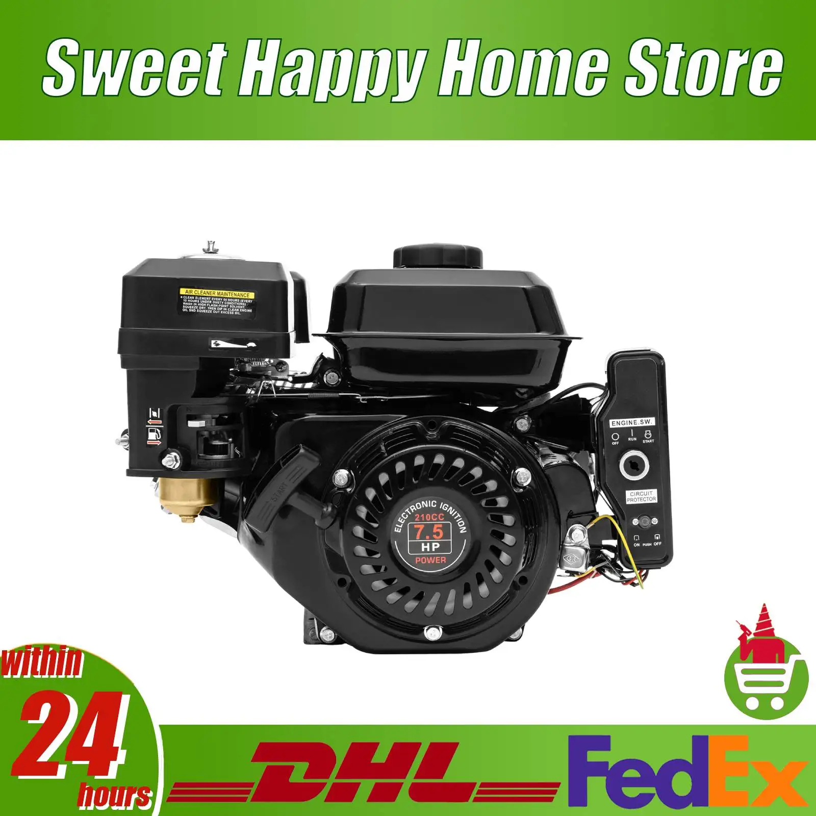 Gasoline Engine 7.5HP 210cc 4 Stroke Engine with Electric Start for Generator Water Pump Go Kart Pressure Washer