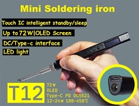 T12 OLED Mini Electric Soldering Iron Kit PD 65W Repair Tool Adjustable Temperature Portable Solder Welding Station Heat Pencil