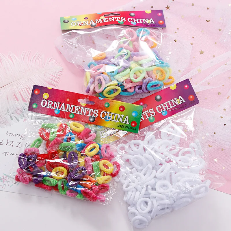 100PCS/Set 1.5cm Colorful Small Ring Elastic Hair Bands Hair Accessories Girls Cute Rubber Band Gum For Hair Scrunchies Headband