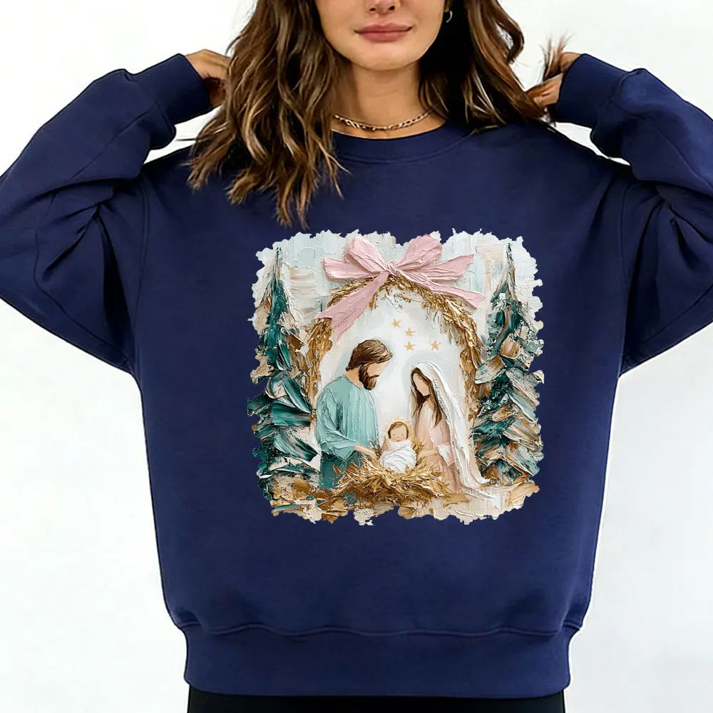 

Окрашенный Рождественский свитшот для взрослых и женщин, лучший подарок всех рождественских сцен, графический свитер, подарок для любовника Иисуса, новогодний пуловер