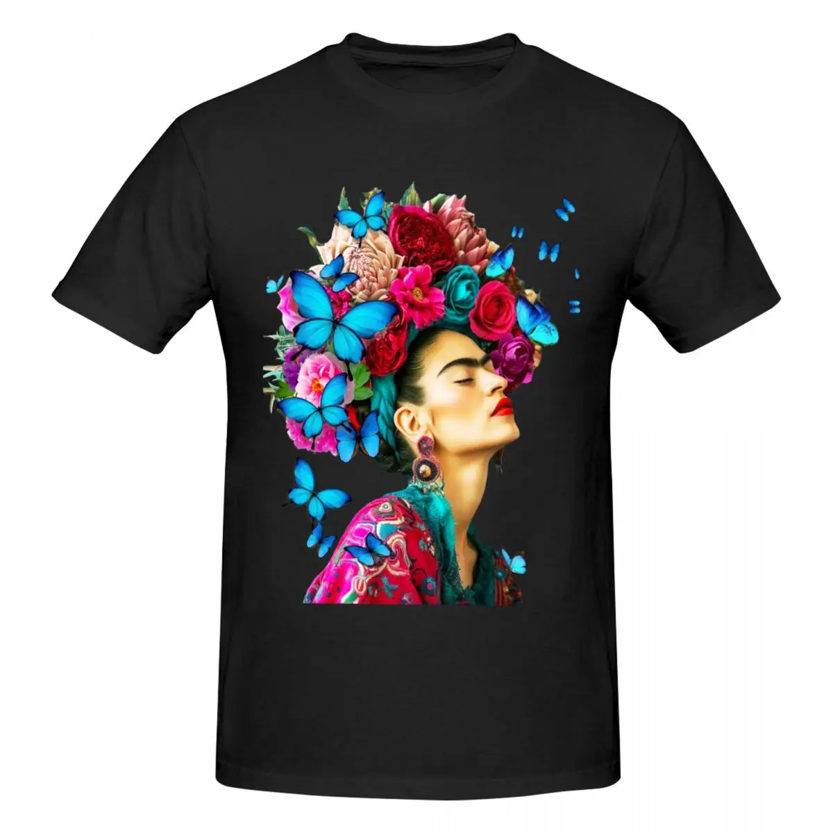 Camiseta moderna con estampado de Frida Kahlo para hombre, ropa de calle, ropa de algodón con cuello redondo para hombre