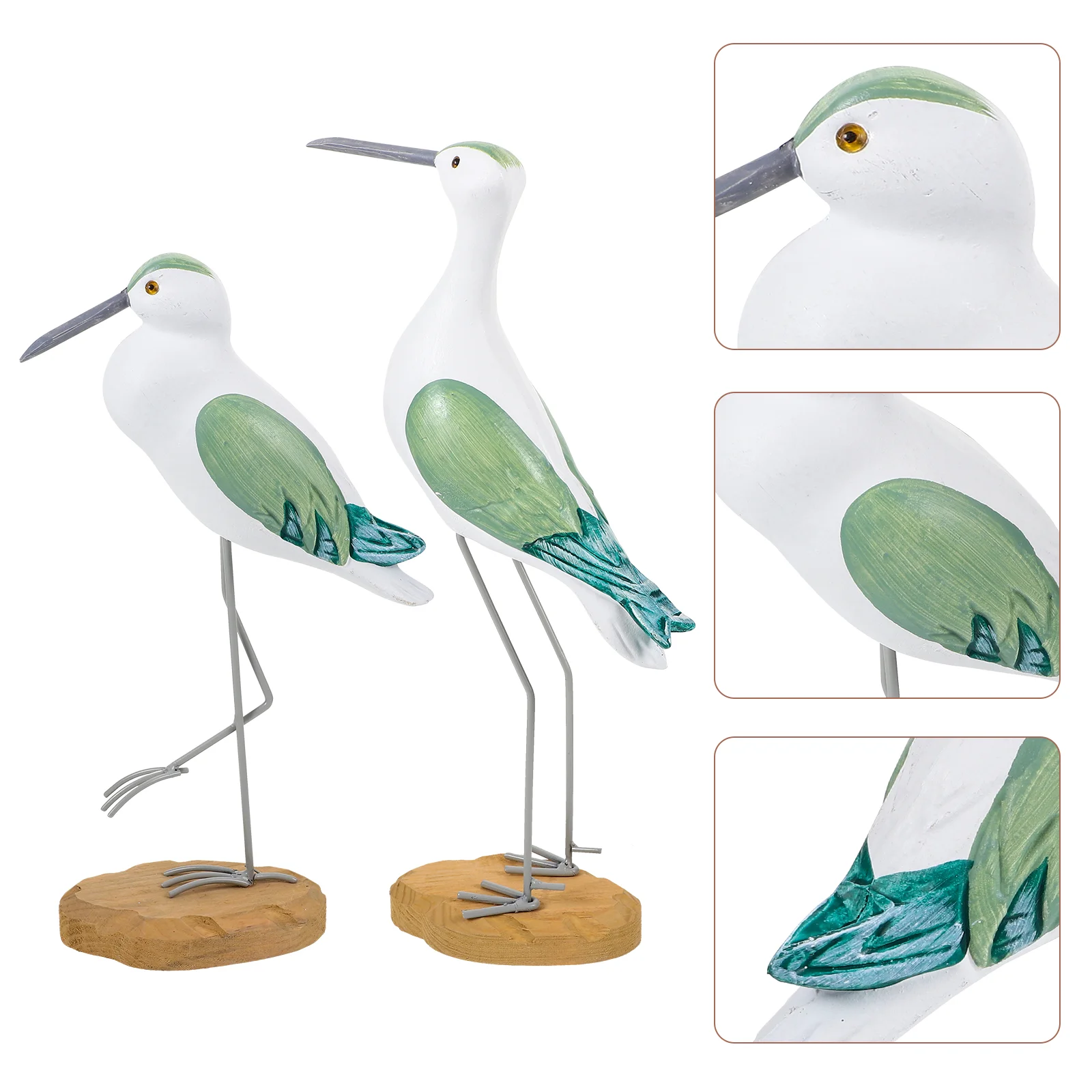 

2 Pcs Seagull Ornaments Portable Adornment Simulation Bird Toy Desktop Wood Wooden Sculpture Decoration
