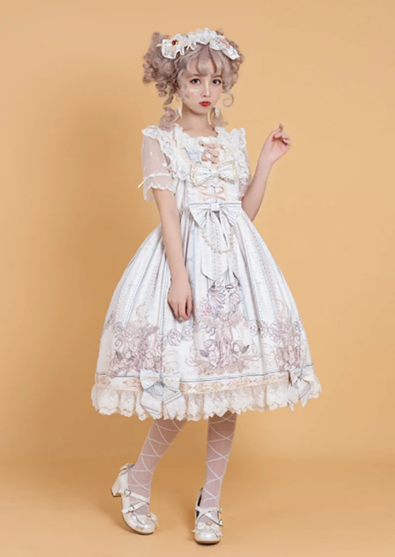 Meet the World Again-Lplita JSK Dress Bow and Ruffles Lolita Dress in Black /White