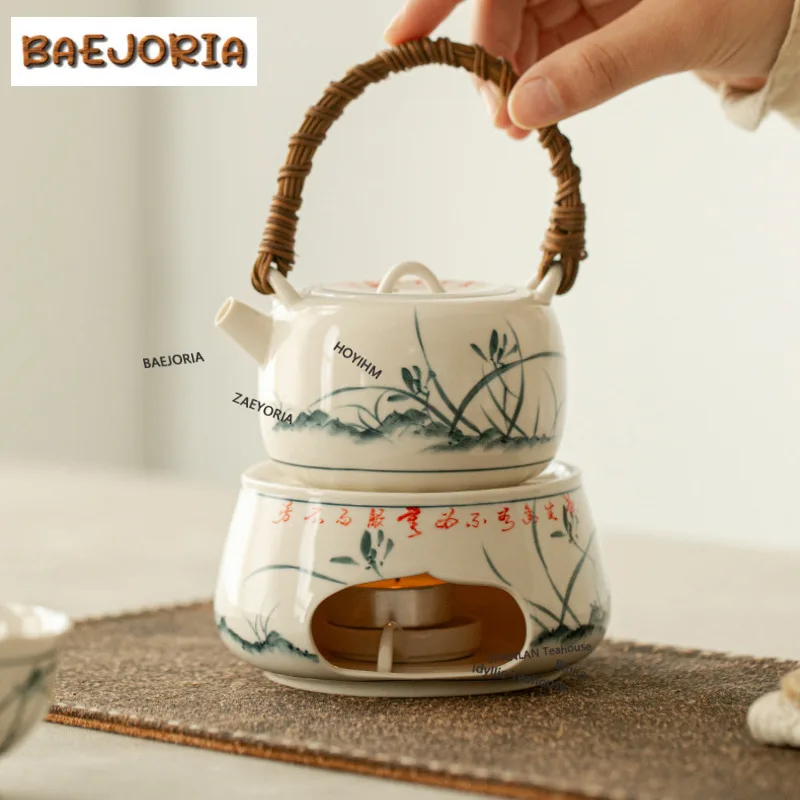 

Ручная роспись, абрикосово-белый цвет, подставка для чайника с подогревом, горелка для спирта, печь для кипячения воды, угольная печь, Cha Craft