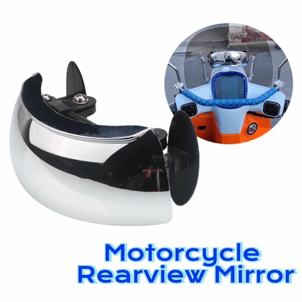 180 Degree Wide Angle Motorcycle Rearview Mirror Blind Detection Adjustable Windshield Wide Angle Mirror Clear Parabolic