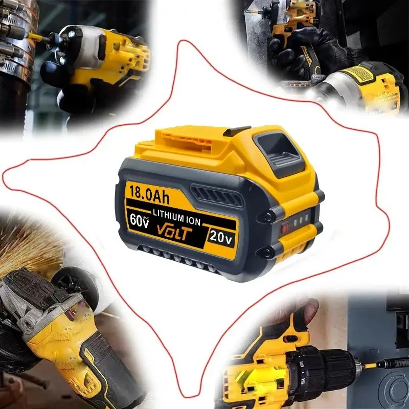 Pro lithium-iontové baterie DEWALT s maximálním napětím 60 V, vhodné pro baterie DCB609, DCB184, DCB200, DCB204, DCB205, DCB206, 6,0 Ah/12,0 Ah - náhled 5
