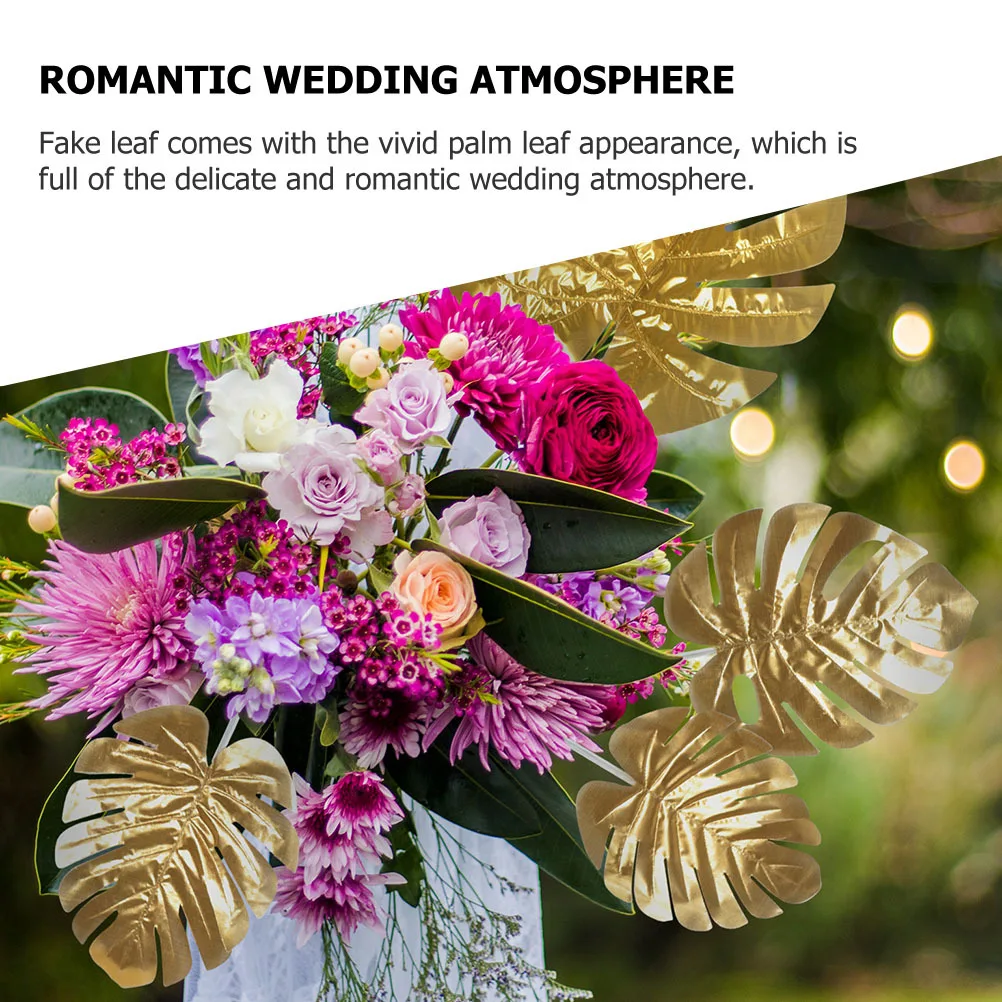 

15Pcs Simulation Golden Leaves Exquisite Workmanship Faux Wedding Decors Indoor Outdoor Artificial Monstera Leaf Adornment