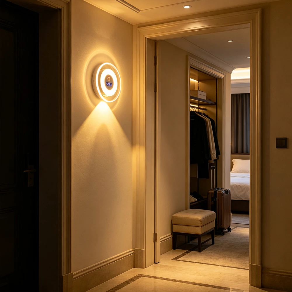 Motion Sensor Wall Sconce Night Light, Rechargeable Dimmable 3‑Color LED Stick‑on Wall Lamp for Hallway Stair Closet