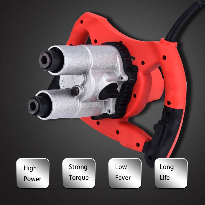2500W Double Head 6 Speeds Steering Wheel Mixer New 2 Rods Stirring Paint Cement Mortar Putty Food Mixing Machine