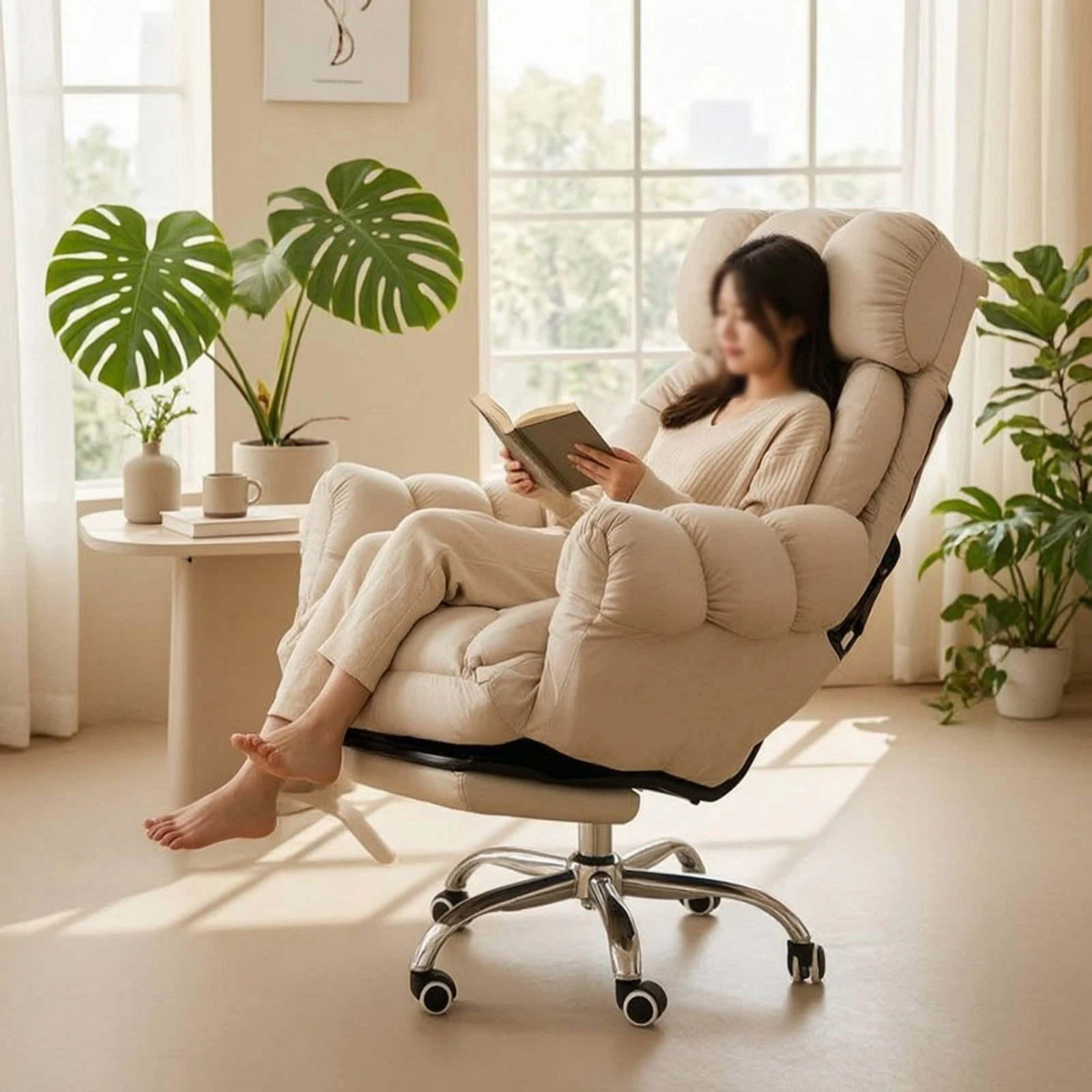 Reclining Office Chair Adjustable Computer Chair Padded Comfortable for Professionals, Study, Bedroom