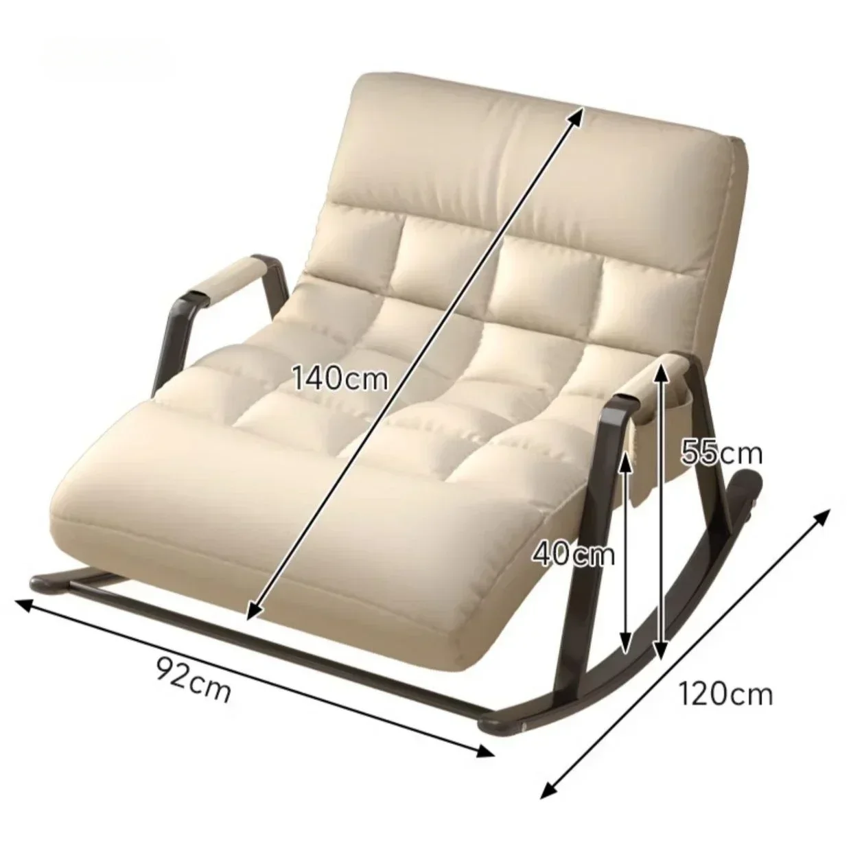 Double rocking chair for balcony, leisure lounger, reclining sleeper, lazy person sofa, easy chair