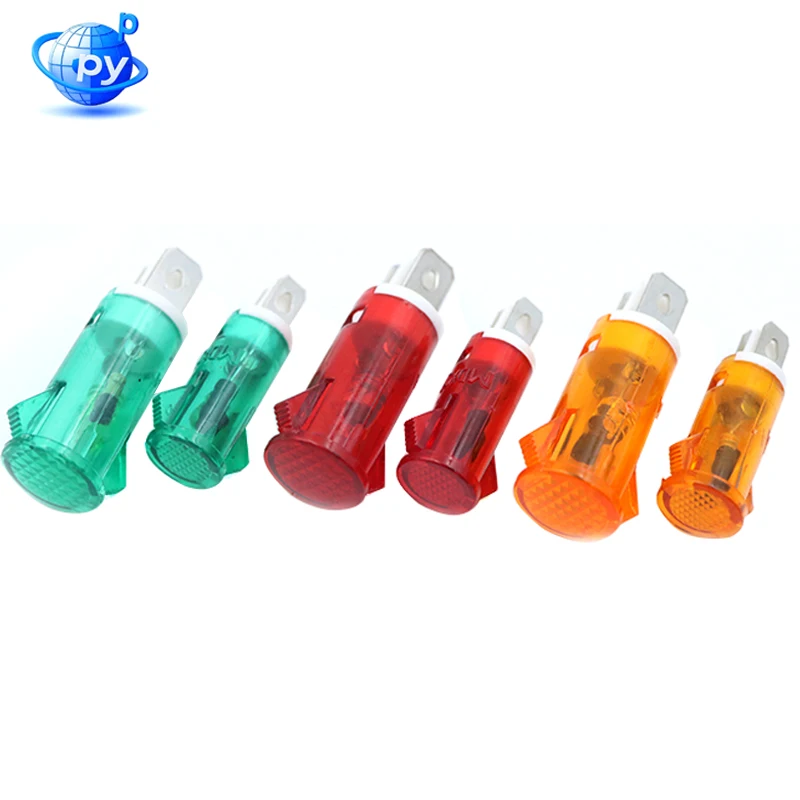 

10pcs Panel Mount Neon Signal Lamp 220V AC MDX-11A MDX-14A Multicolor Indicator Light Red Green Yellow Industrial Guiding Light