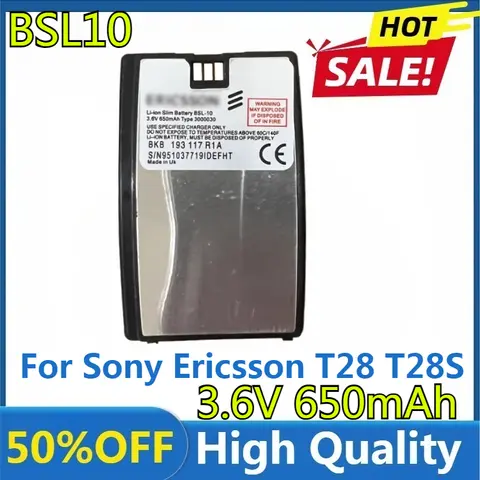 Batería reemplazable de alta calidad 3,6 V 650mAh BSL10 BSL-10 para Sony Ericsson T28 T28S T28SC T29 T39 T520 T320 R520 R320 BUS-11