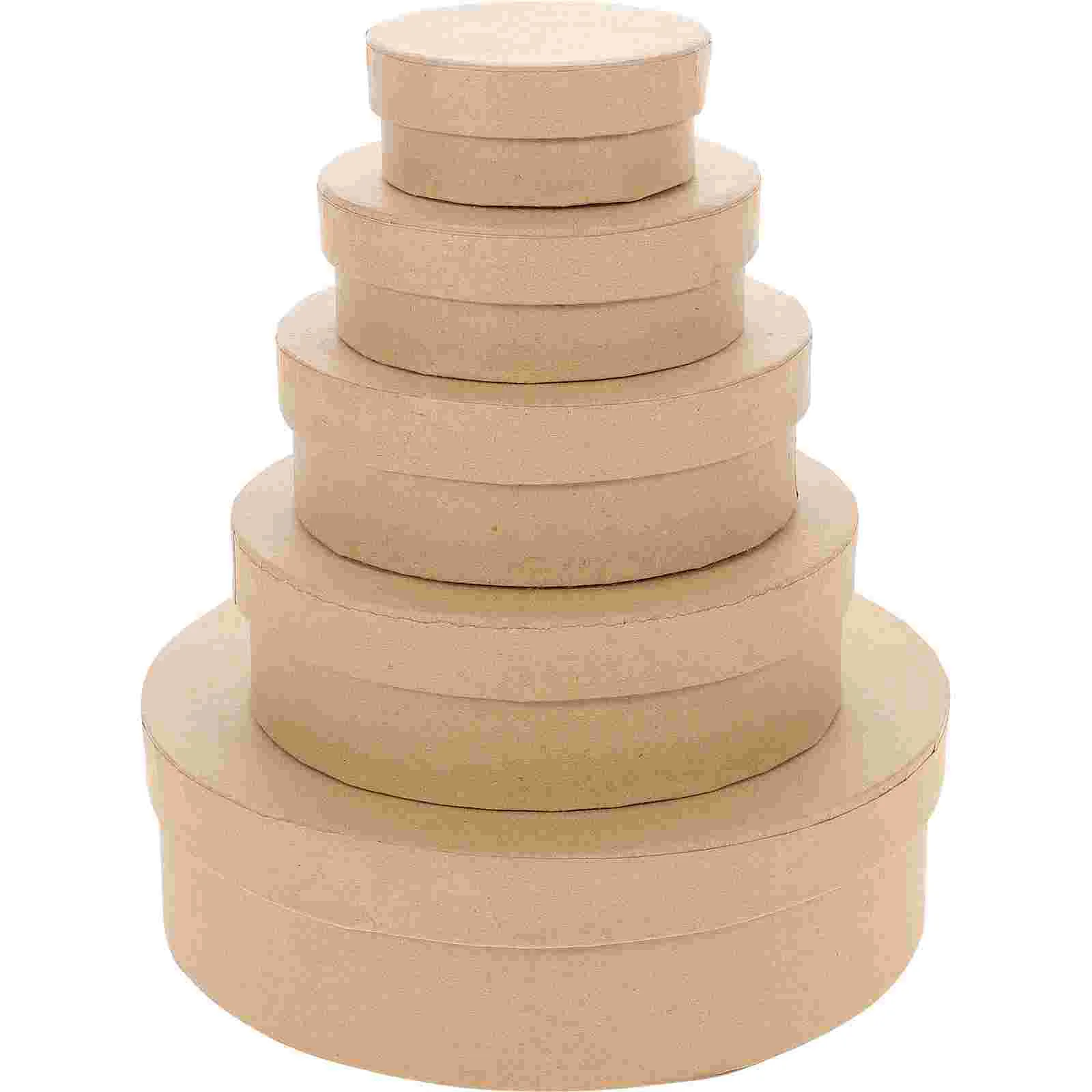 5 Pcs Cardboard Gift Boxes Round Carton Shipping Small Pulp Kraft Paper Wedding Ceremony Decorations