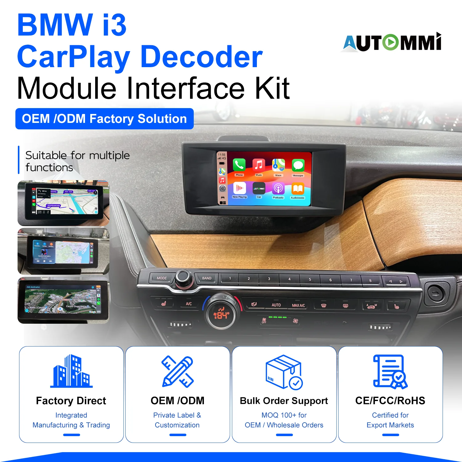 I3 Original Car Screen Upgrade Wireless CarPlay & Android Auto Decoder Module Interface Kit For 2013-2020 I3