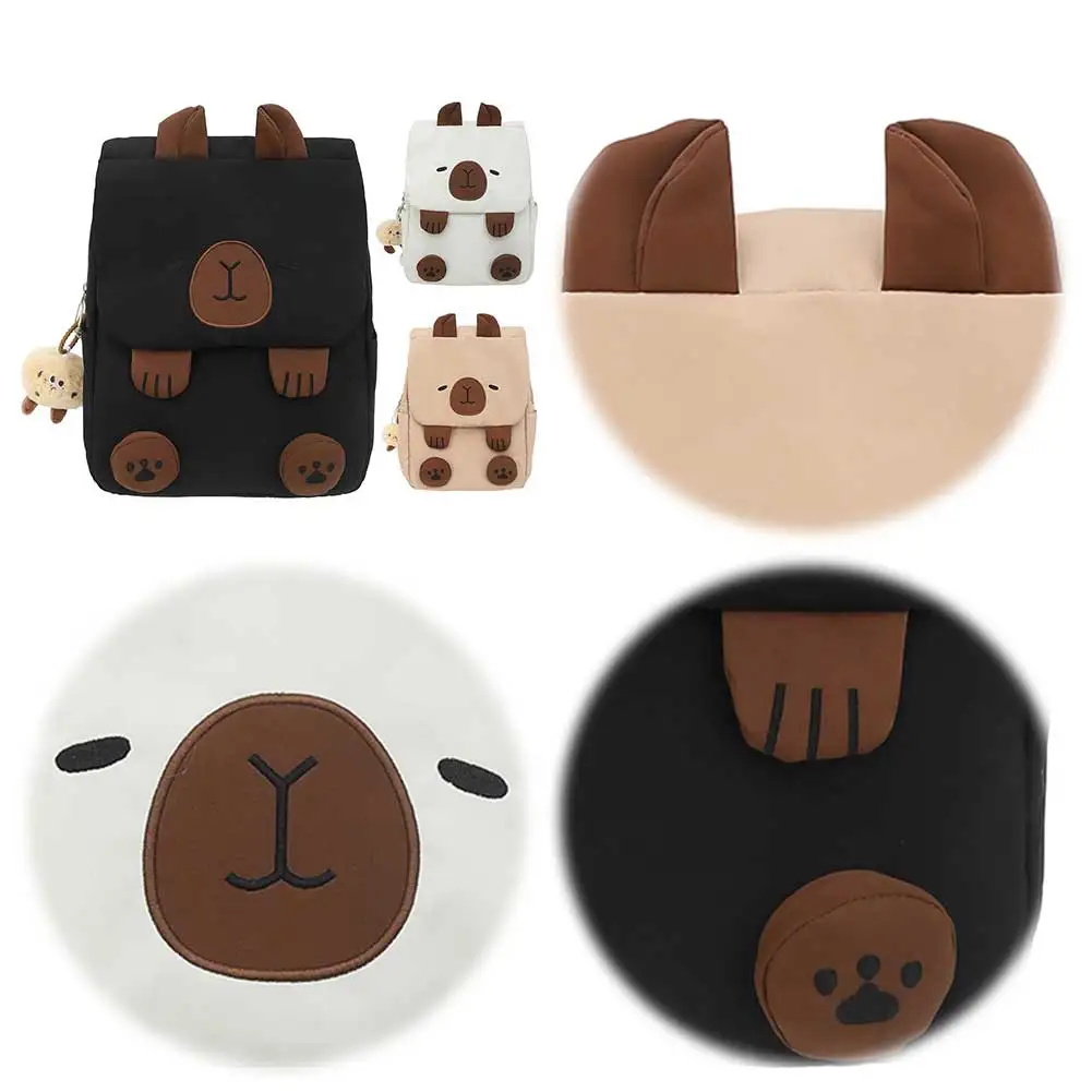 Adjustable Straps Capybara School Bag Women Backpack with Zipper Closure Rucksack Travel Bag Gifts for Capybara Lovers