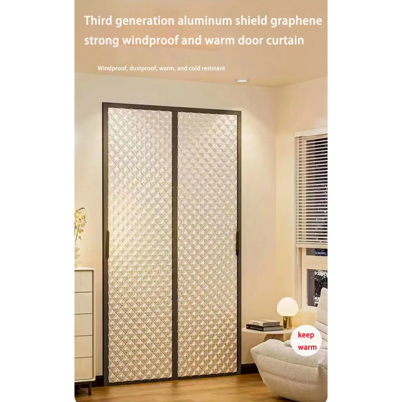 Thickened Winter Cotton Door Curtain Magnet Windproof Insulation Cold Proof Household Partition Self-priming