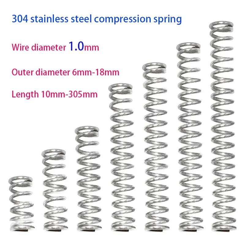 304 Stainless Steel Compression Spring Y-shaped Shock Absorption Return Spring Wire Dia 1.0mm Outer Dia 6-18mm Length 10-305mm