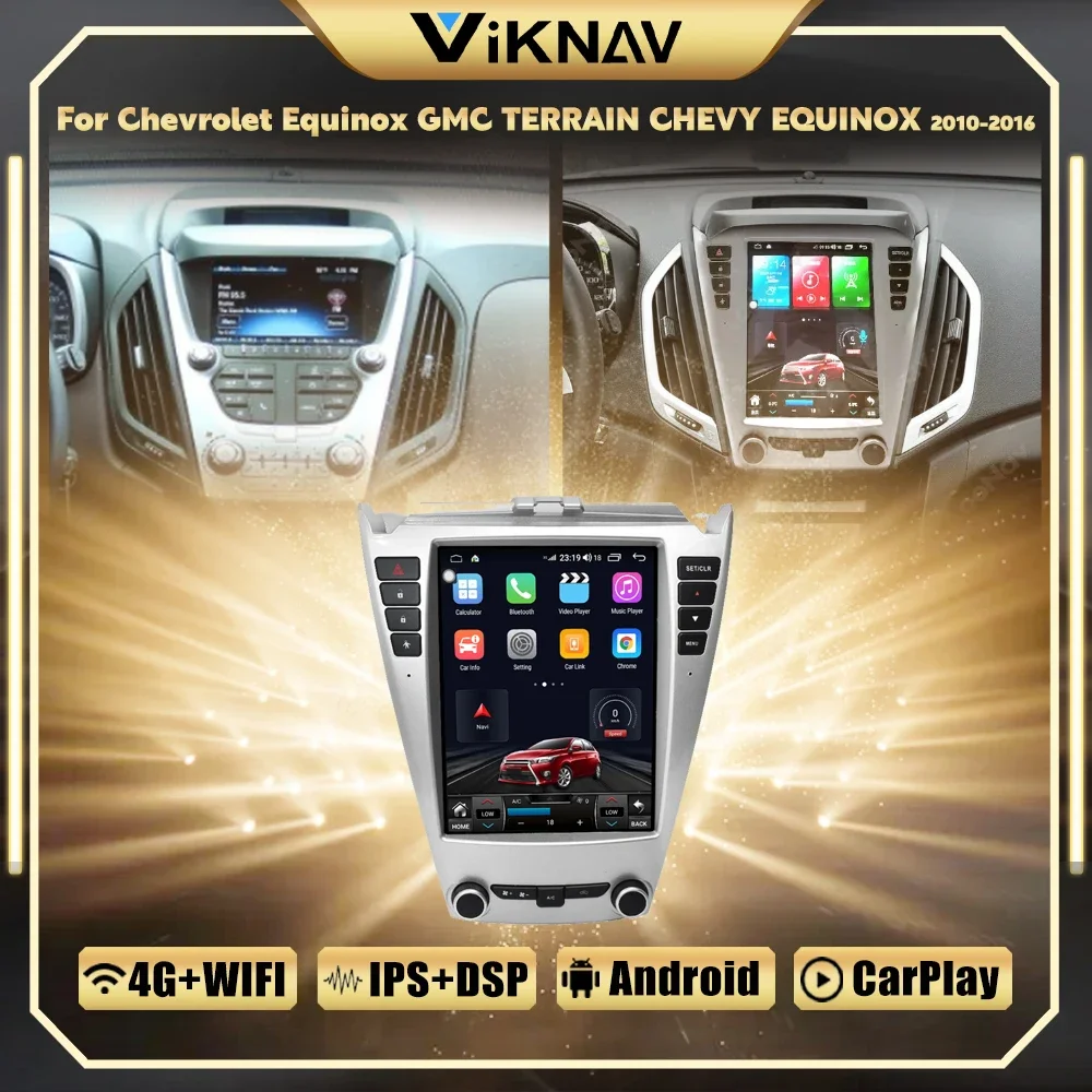 Android 12 Radio de coche para Chevrolet Equinox GMC TERRAIN CHEVY EQUINOX 2010-2016 reproductor Multimedia inalámbrico Carplay pantalla táctil