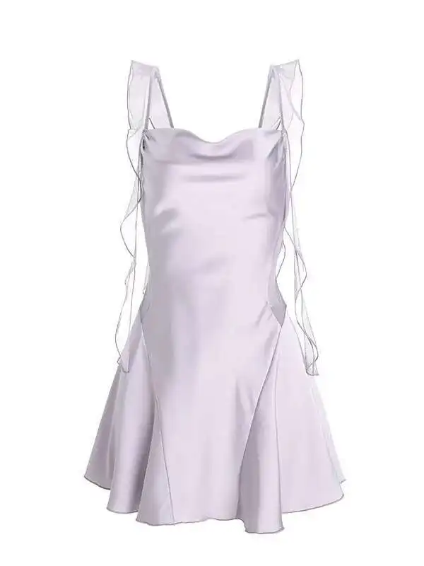 Fashion Strap Low Cut Swinging Collar Comfortable Dresses Back Exposed Sexy Deep V Strap Women's Dresses Temperament Girl QNQR