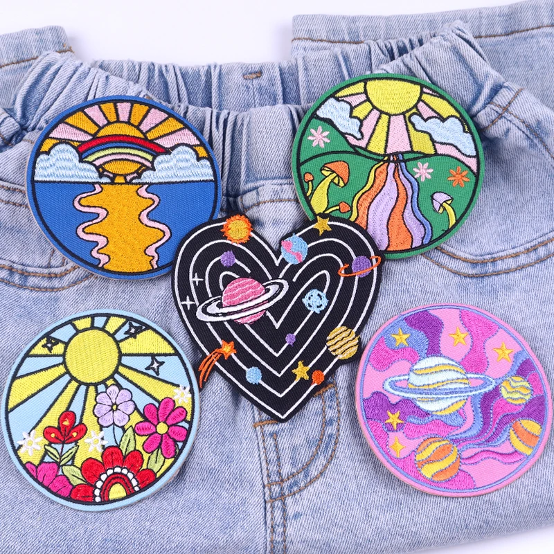 Cartoon Embroidery Patch Space Flower Animal Patch Iron On Patches For Clothing thermoadhesive patches On Clothes Jacket Sew DIY
