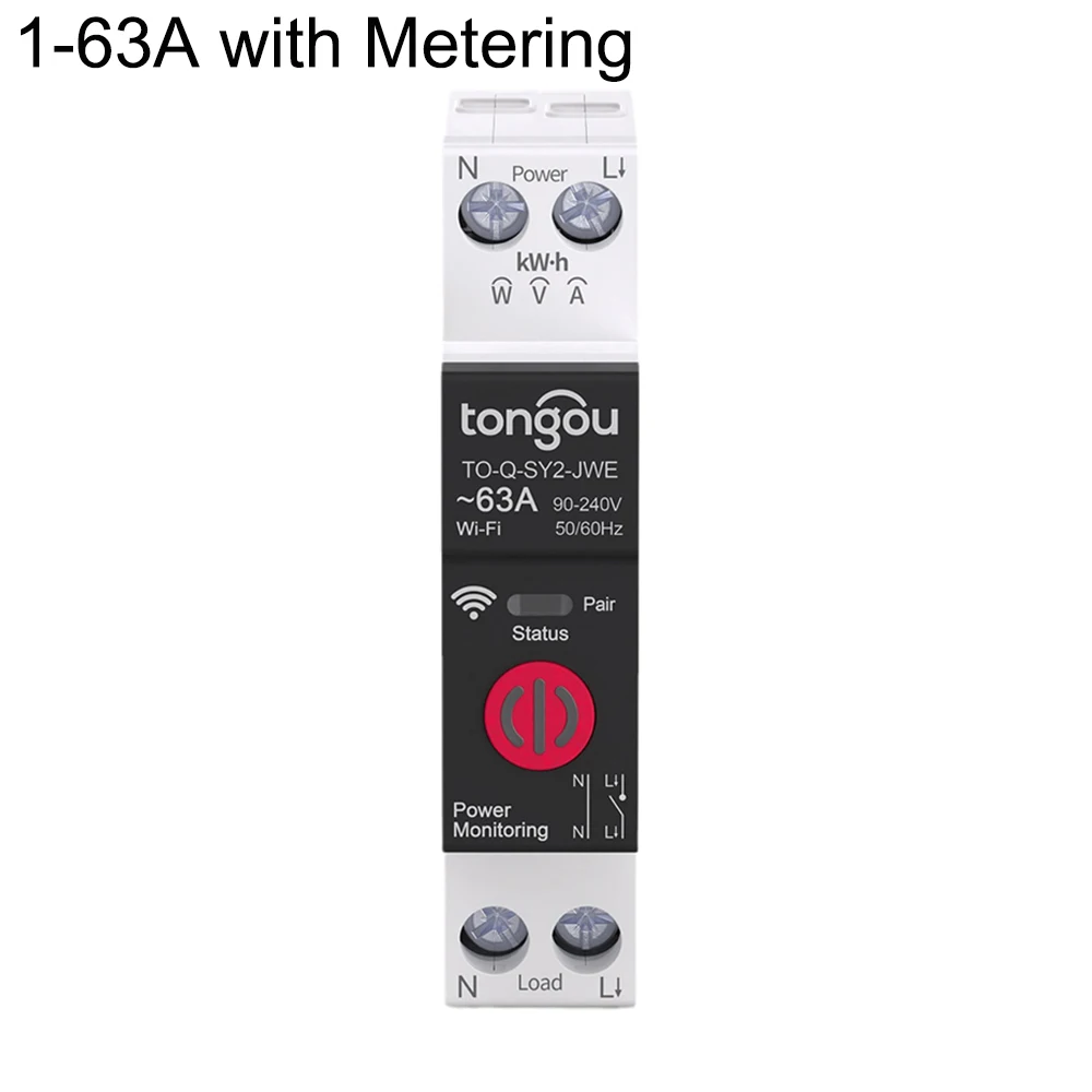 EWeLink WiFi Smart Circuit Breaker 10A/16A/20A/25A/32A/40A/50A/63A 1-63A No Metering/Metering Energy Meter Timer Relay Switch