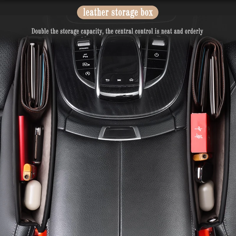 PU Leather Car Seat Gap Organizer Auto Front Seat Side Bag for Mitsubishi ASX Logo Car Crevice Storage Box Interior Accessories