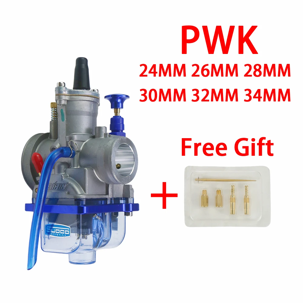 For KEIHIN KOSO OKO PWK 24 26 28 30 32 34mm 2T 4T Universal Racing Motorcycle Carburetor With Power Jet Blue Bowl Scooter ATV