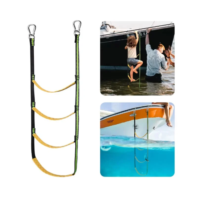 ISURE MARNE Boat Rope Ladder 3/4/5 Step Boat Rope Ladder Removable for Inflatable Boat Kayak Motorboat Canoeing
