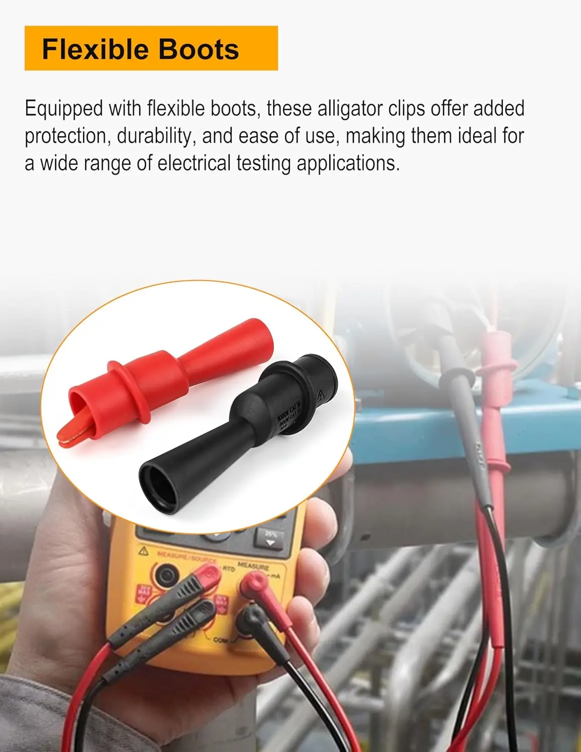 ZIBOO C Threaded Slide-On Alligator Clip Set with Flexible Boots.