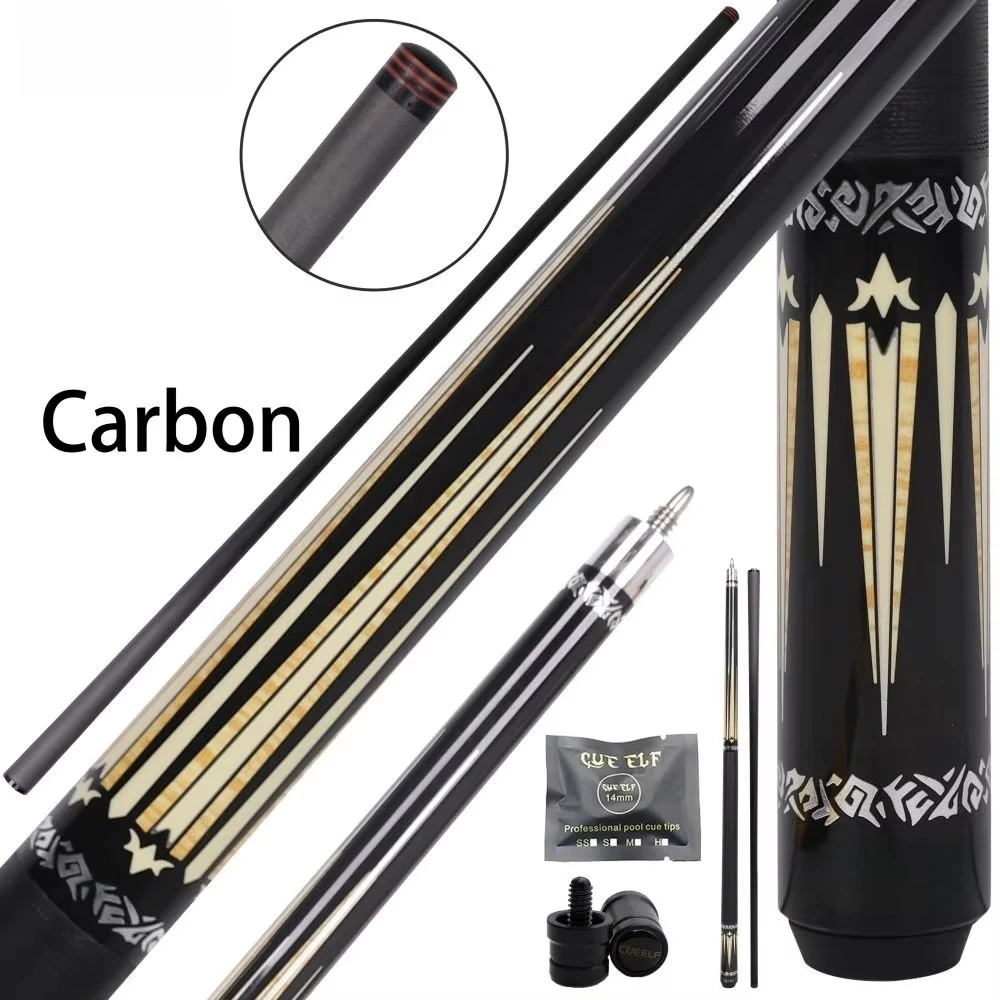

High Ranking Billiards Pool Cues Linen Wrap 12.5mm Tip Size Carbon Fiber Pool Cue 58 Inches Sticker Cueelf Pin