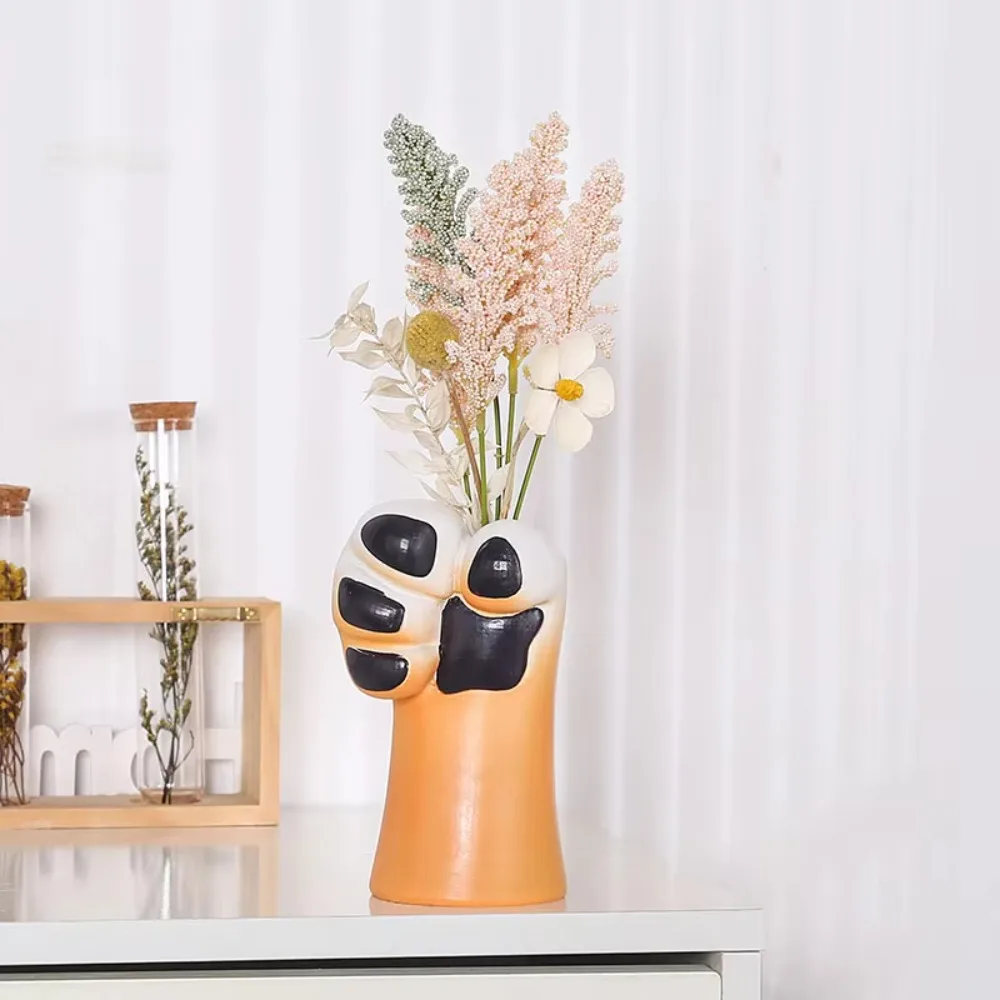 Creative Animal Cat Claw Resin Vase Modern Design Artificial Flower Desktop Home Living Room Decoration Daily Life