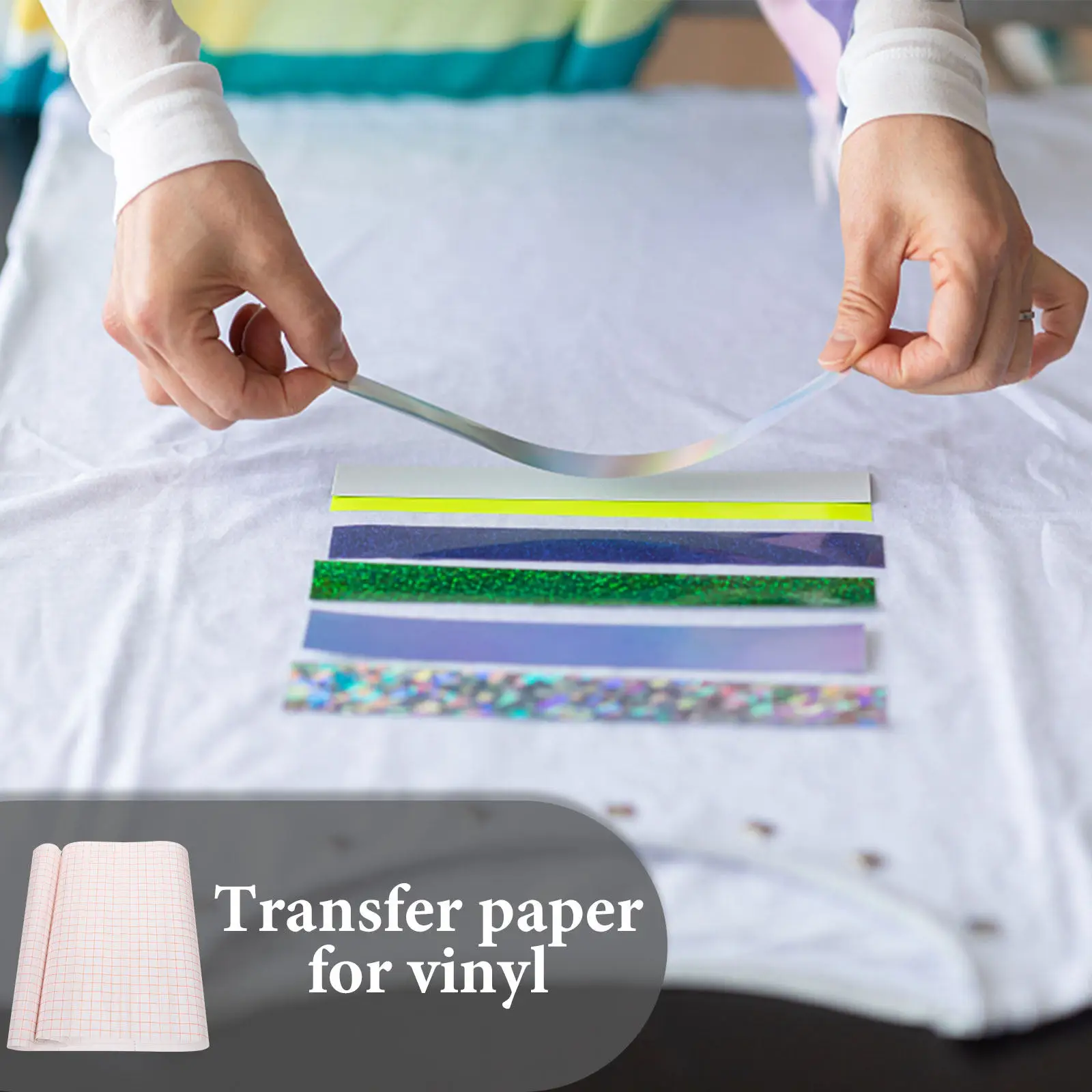 1 Roll PVC Positioning Film Transfer Tape with Alignment Grid for Vinyl Decals DIY Heat Transfer Letters Logos on T-Shirts Bags