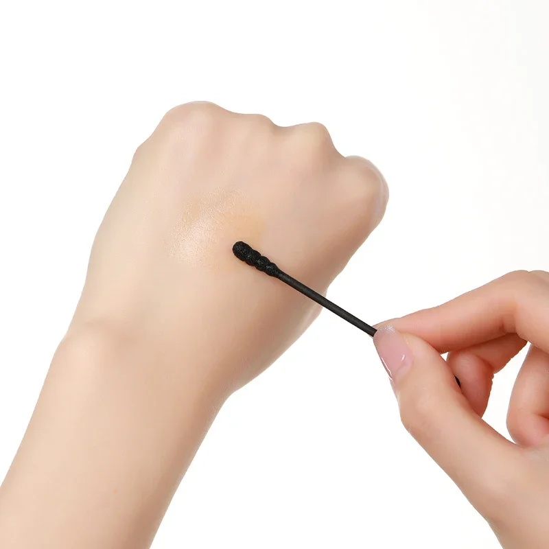 100개입 블랙 양면 면봉 일회용 귀 청소 및 메이크업 클리닝용