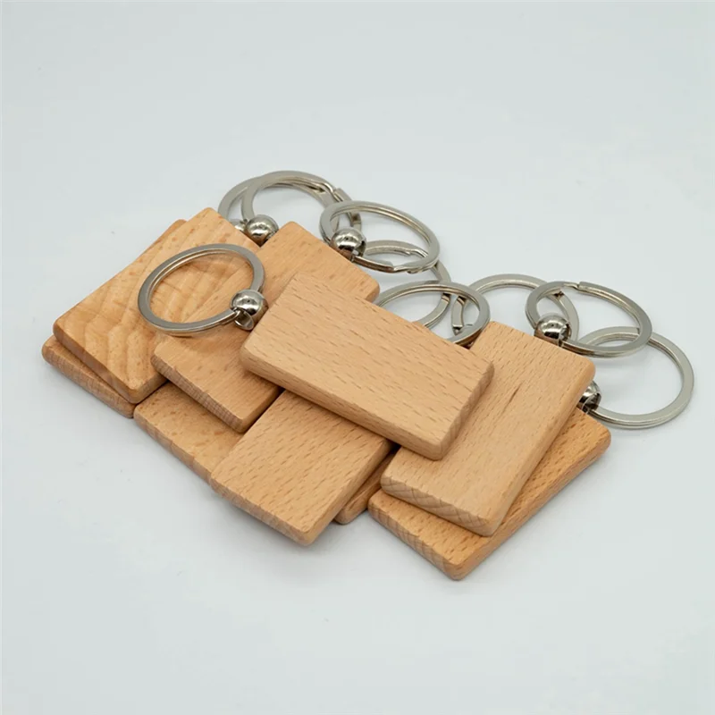 

20 PCS Rectangle Blank Wooden Key Chain Wood Blanks (Width:1.22 Inch) For Keychains