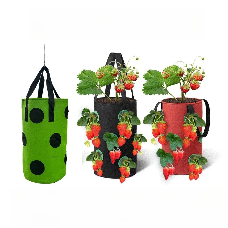 Reusable Planter Pot PE Growing Bags for Vegetable Flower Outdoor Planting Bag Hanging Strawberry Potato Flower Planter Bag