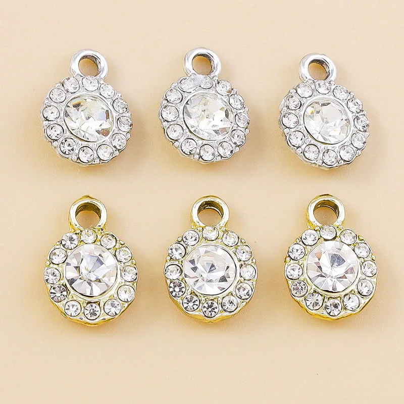 Leslie 10pcs 9*13mm Shining Crystal Mini Charms Pendants for Making Necklace Earrings Bracelets Handmade Jewelry Craft